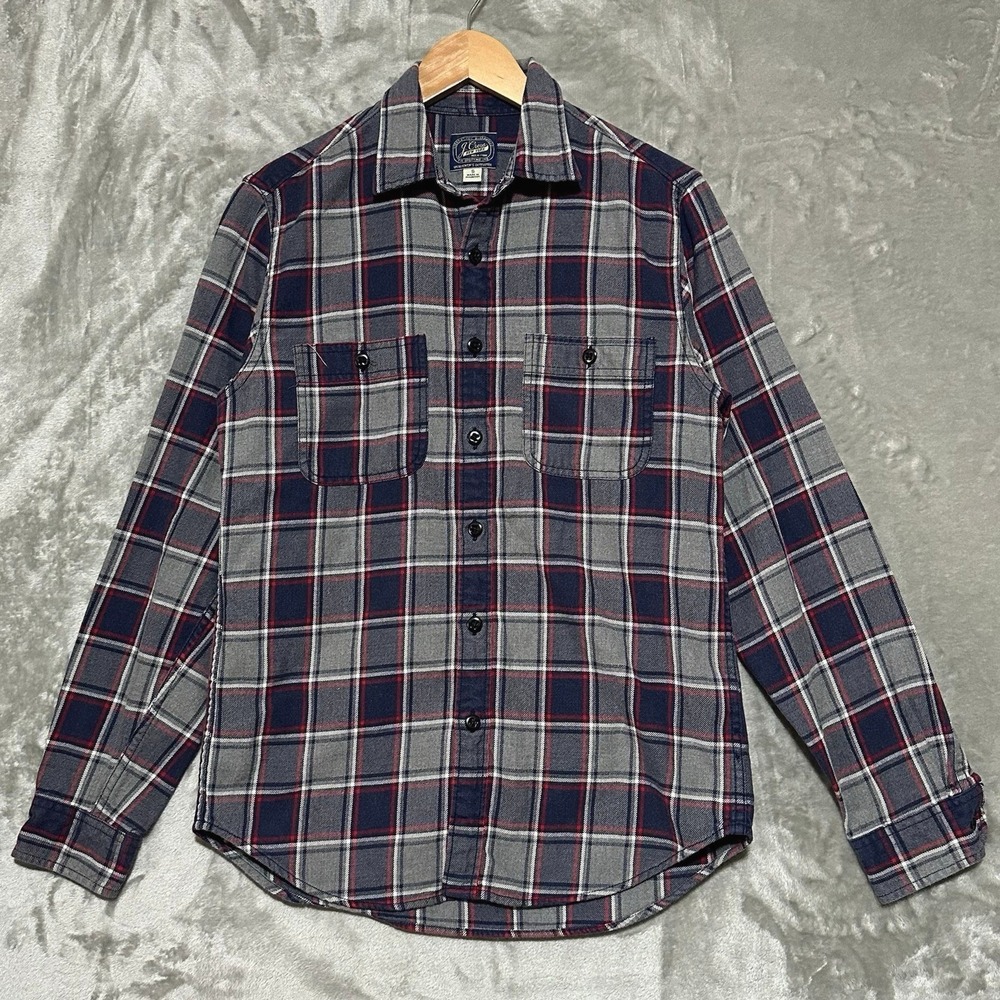 J Crew Sporting Life Plaid Flannel Button Top Mens Small Blue Western Outdoors
